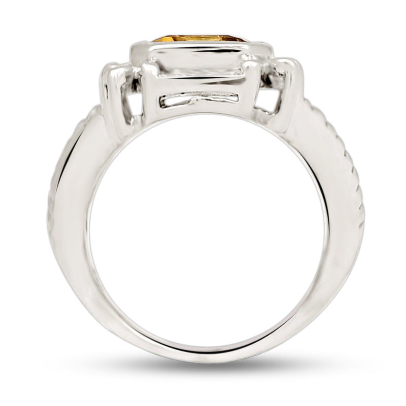 10*8 MM Octo - Citrine Silver Ring - R5065C