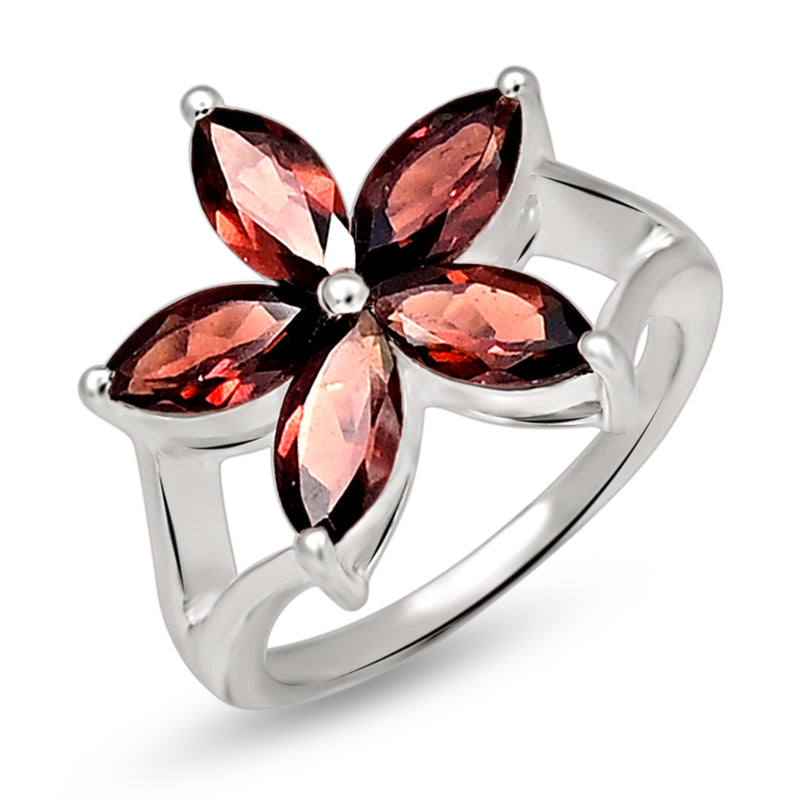8*4 MM Marquise - Garnet Faceted Silver Ring - R5066G