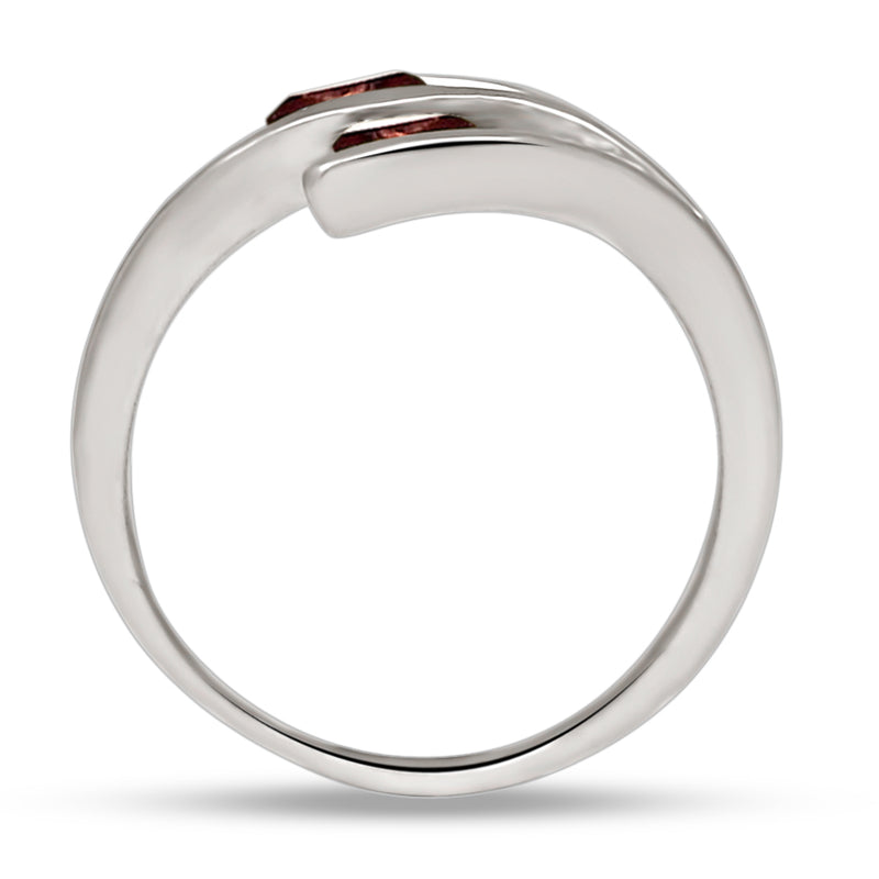 4*4 MM Trillion - Garnet Faceted Silver Ring - R5069G