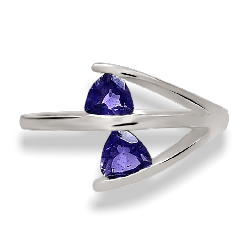 4*4 MM Trillion - Iolite Silver Ring - R5069I