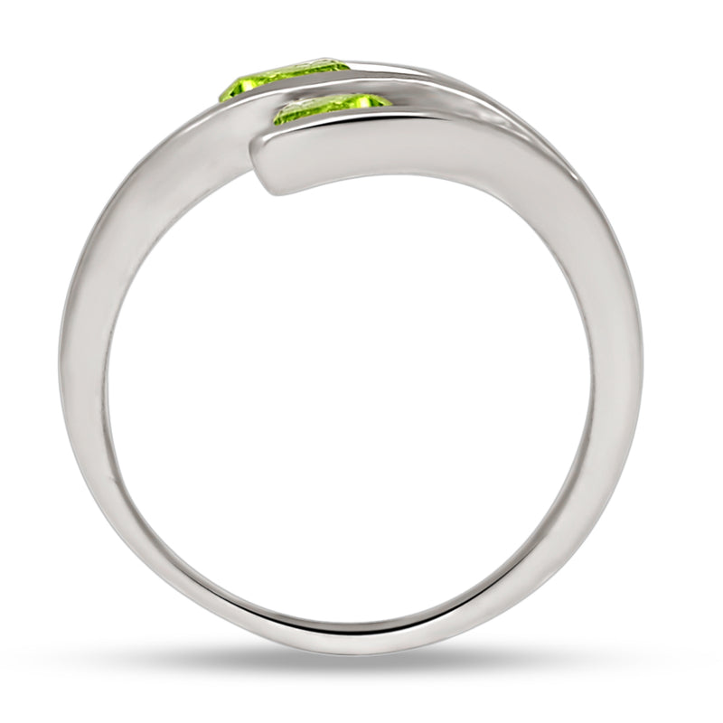 4*4 MM Trillion - Peridot Silver Ring - R5069P
