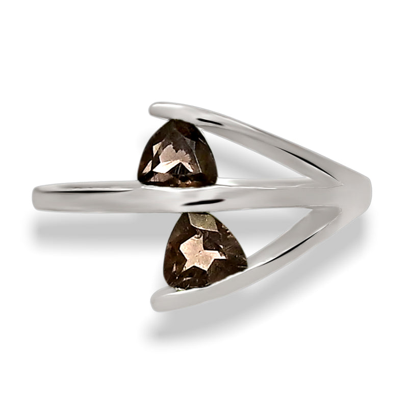 4*4 MM Trillion - Smokey Quartz Silver Ring - R5069SQ