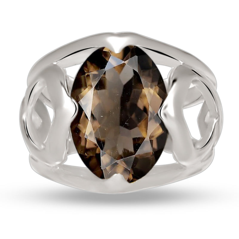 10*14 MM Oval - Smokey Quartz Silver Ring - R5070SQ