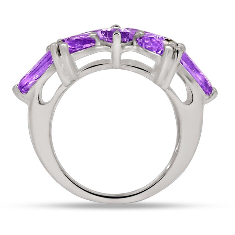 8*4 MM Marquise - Amethyst Faceted Silver Ring - R5071A
