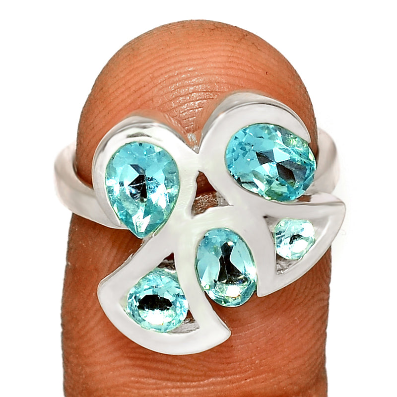 7*5 MM Pear - Blue Topaz Silver Ring - R5072BT