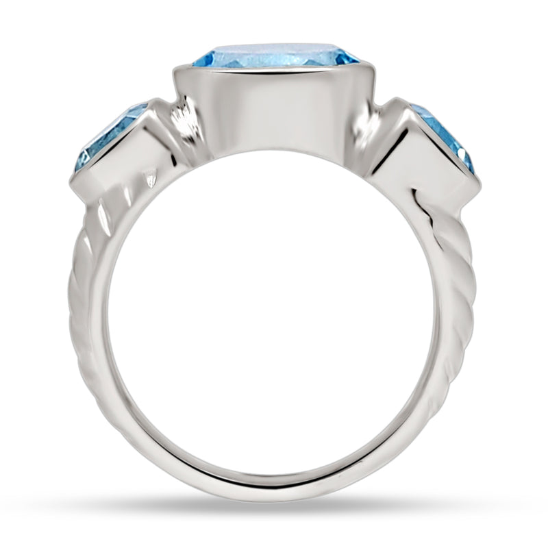 10*8 MM Oval - Blue Topaz Silver Ring - R5073BT