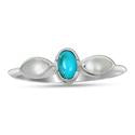 Blue Mohave Tq With Pearl Silver Ring - R5353BMTWPRL