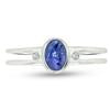 Tanzanite Cab With White Topaz Silver Ring - R5359TZCWWT