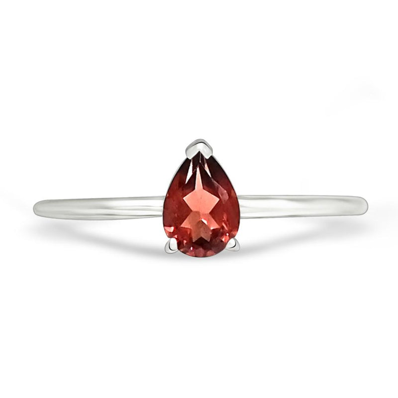 7*5 MM Pear - Garnet Faceted Silver Ring - RBC301-G Catalogue