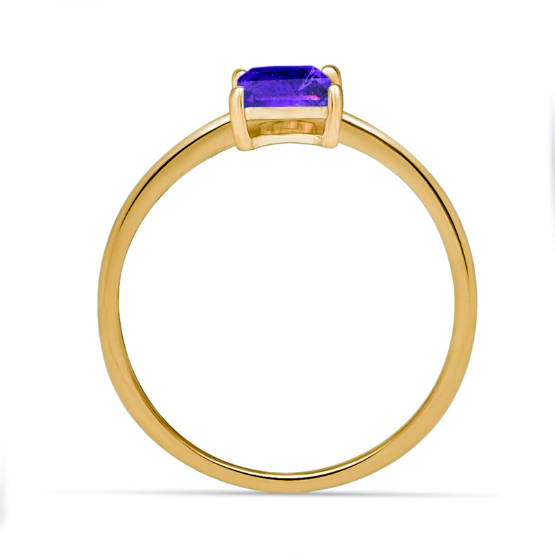 5*5 MM Square - 18k Gold Vermeil - Amethyst Faceted Ring - RBC302G-AMF Catalogue
