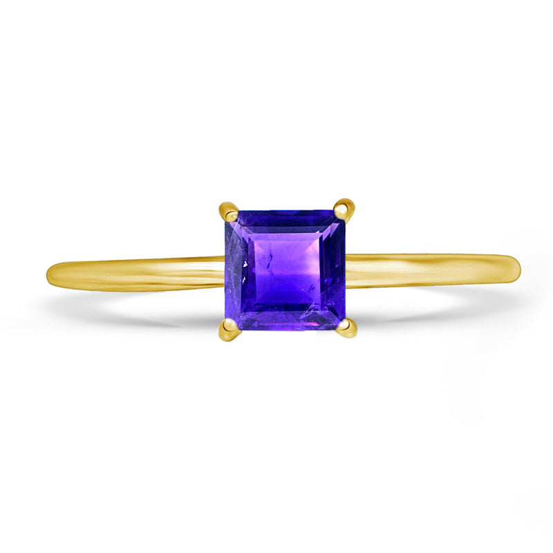 5*5 MM Square - 18k Gold Vermeil - Amethyst Faceted Ring - RBC302G-AMF Catalogue