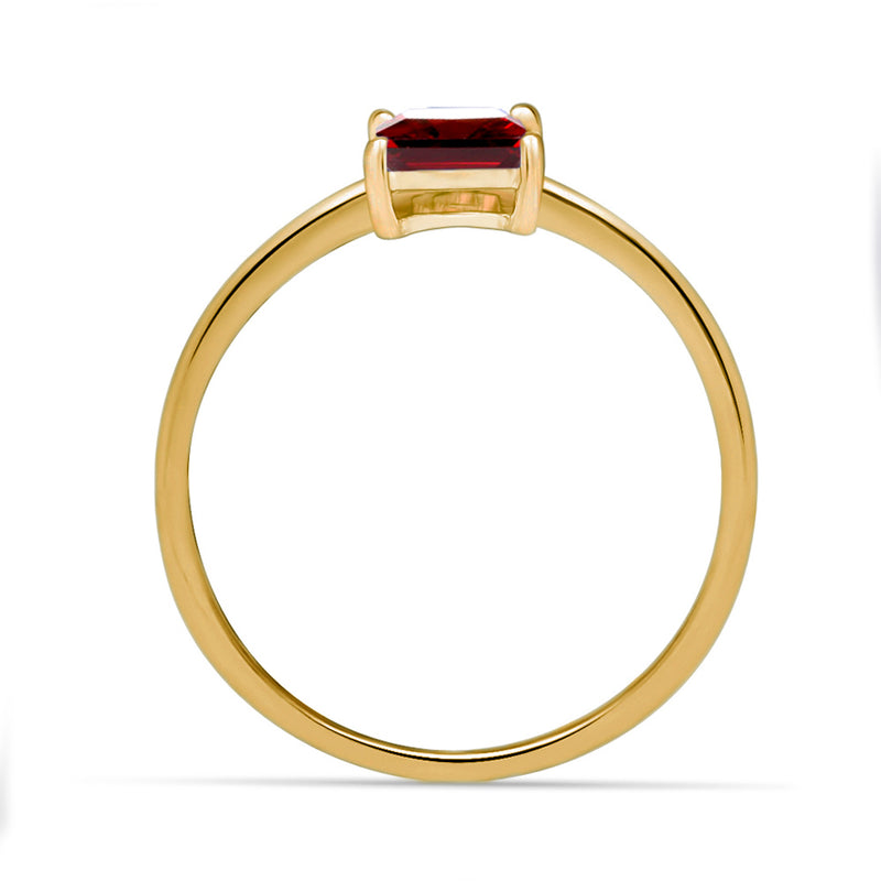 5*5 MM Square - 18k Gold Vermeil - Garnet Faceted Ring - RBC302G-GRF Catalogue