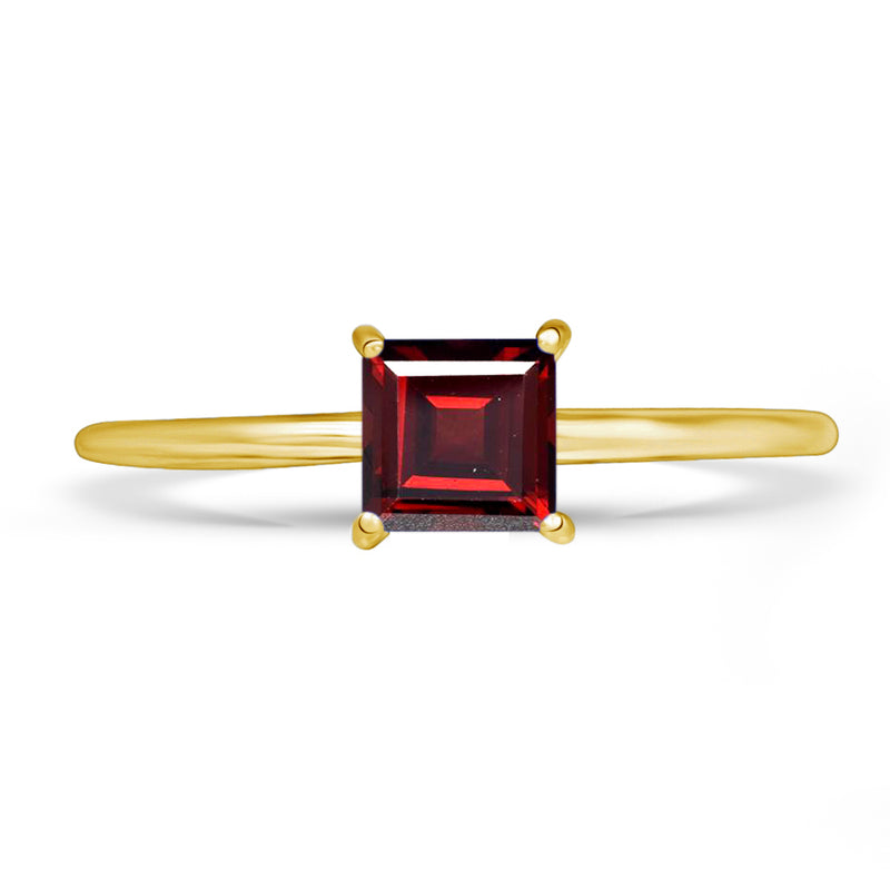 5*5 MM Square - 18k Gold Vermeil - Garnet Faceted Ring - RBC302G-GRF Catalogue