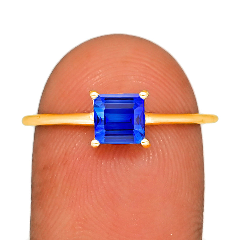 5*5 MM Square - 18k Gold Vermeil - Kyanite Faceted Ring - RBC302G-KYF Catalogue