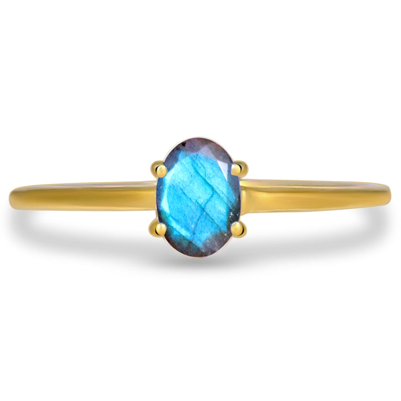 7*5 MM Oval - 18k Gold Vermeil - Labradorite Faceted Ring - RBC305G-LBF Catalogue