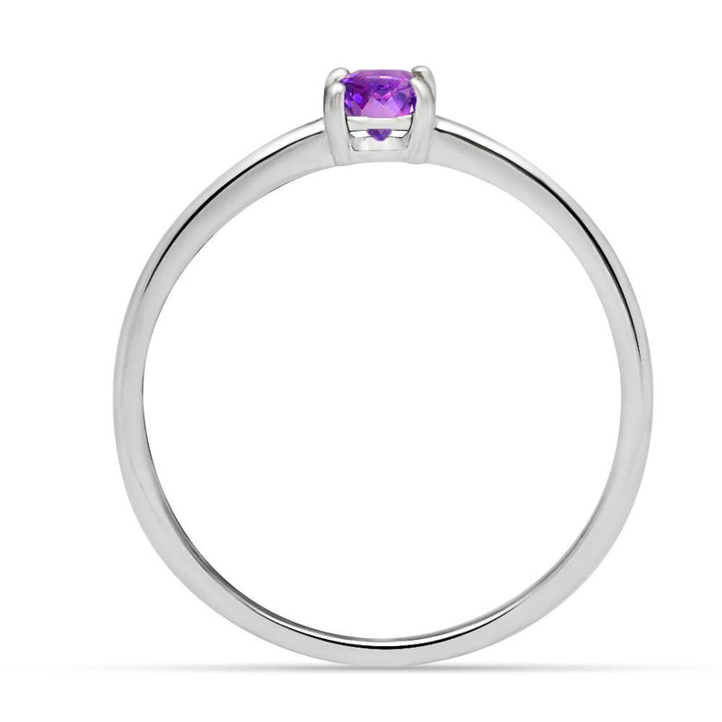 5*5 MM Round - Amethyst Faceted Silver Ring - RBC306-A Catalogue