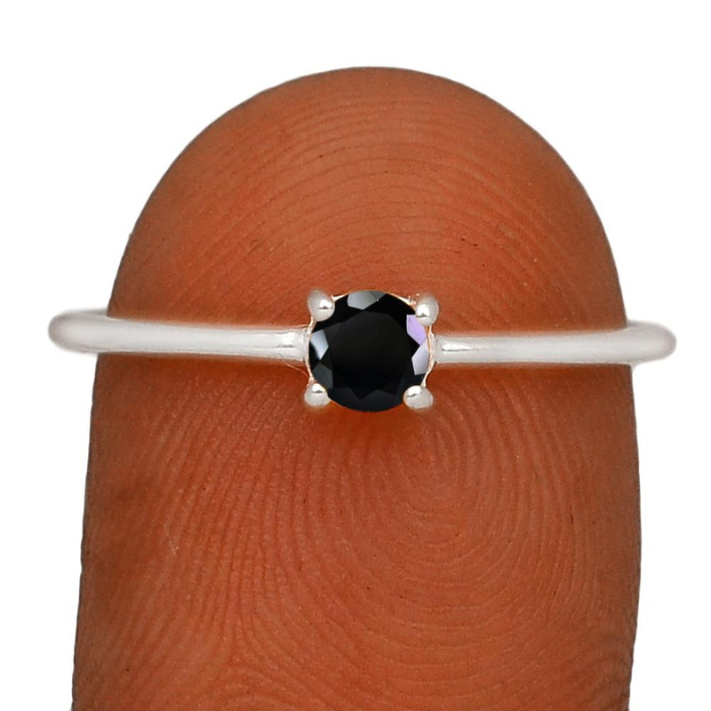5*5 MM Round - Black Spinal Silver Ring - RBC306-BS Catalogue