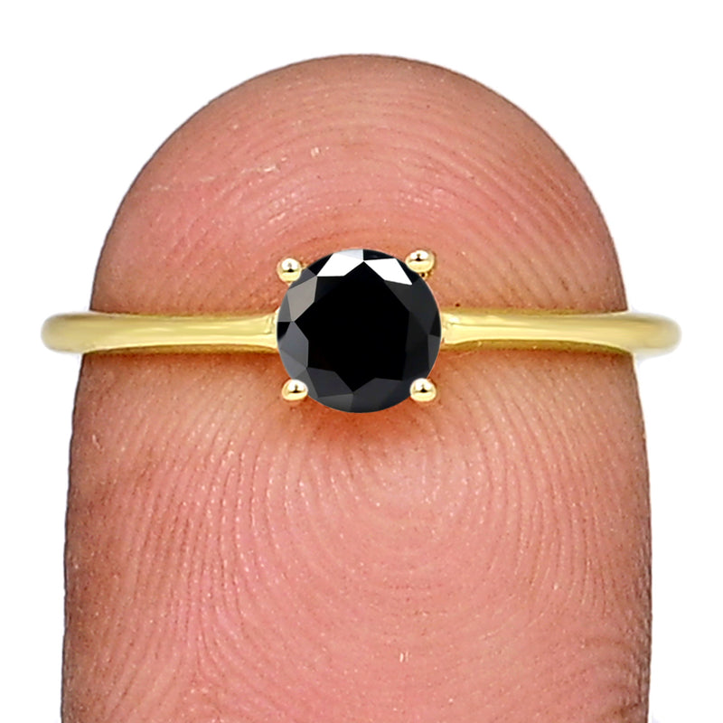 5*5 MM Round - 18k Gold Vermeil - Black Spinel Jewelry Ring - RBC306G-BS Catalogue