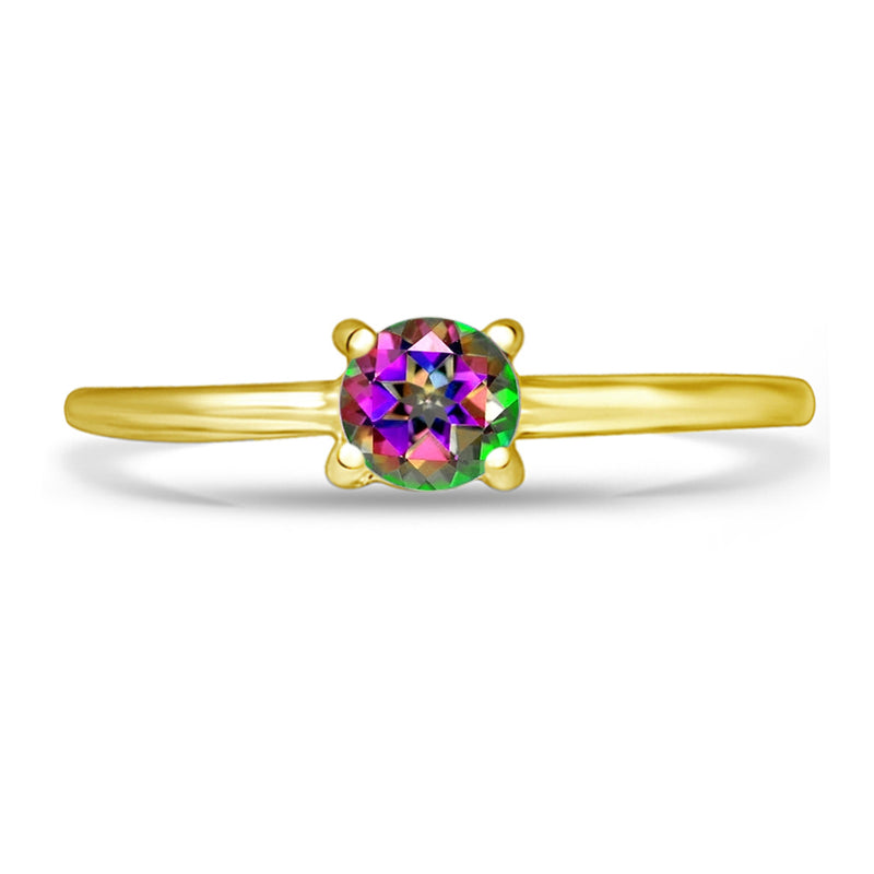 5*5 MM Round - 18k Gold Vermeil - Mystic Topaz Jewelry Ring - RBC306G-MT Catalogue