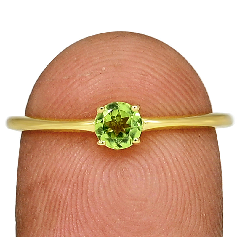 5*5 MM Round - 18k Gold Vermeil - Peridot Ring - RBC306G-P Catalogue