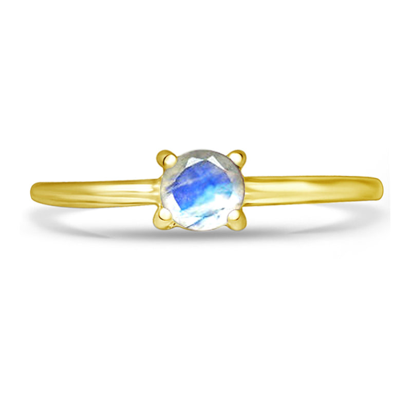5*5 MM Round - 18k Gold Vermeil - Rainbow Moonstone Faceted Jewelry Ring - RBC306G-RMF Catalogue