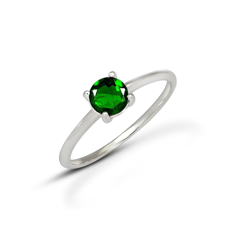 4*4 MM Round - Chrome Diopside Faceted Silver Ring - RBC307-CDF Catalogue