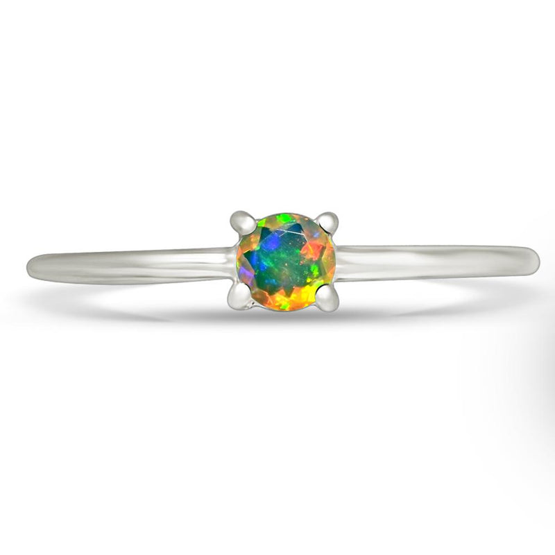 4*4 MM Round - Ethiopian Opal Faceted Silver Ring - RBC307-EOF Catalogue