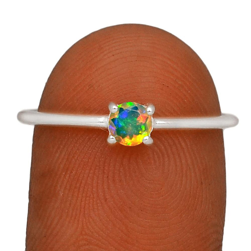 4*4 MM Round - Ethiopian Opal Faceted Silver Ring - RBC307-EOF Catalogue