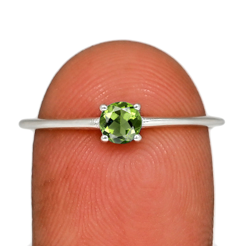 4*4 MM Round - Moldavite Faceted Silver Ring - RBC307-MDF Catalogue