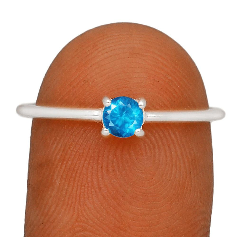4*4 MM Round - Neon Blue Apatite Faceted Silver Ring - RBC307-NBF Catalogue