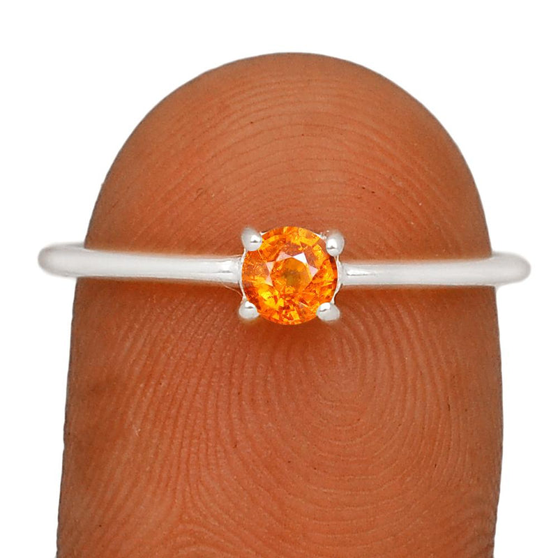 4*4 MM Round - Mandarin Garnet Faceted Silver Ring - RBC307-OGF Catalogue