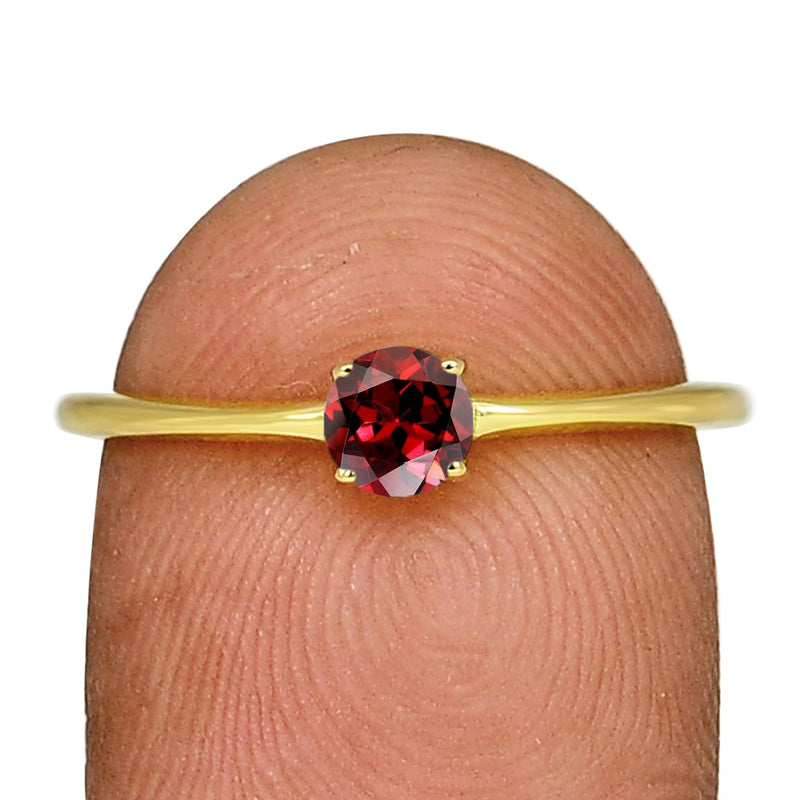 4*4 MM Round - 18k Gold Vermeil - Garnet Faceted Jewelry Ring - RBC307G-GRF Catalogue