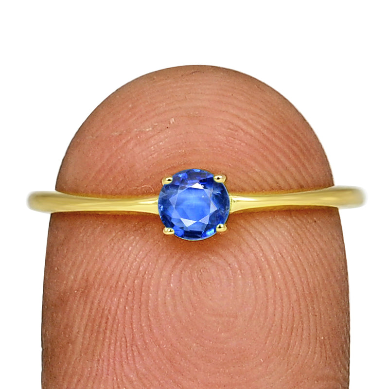 4*4 MM Round - 18k Gold Vermeil - Kyanite Faceted Ring - RBC307G- KYF Catalogue