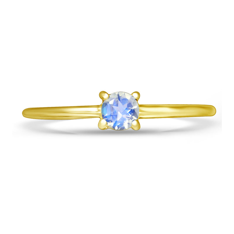 4*4 MM Round - 18k Gold Vermeil - Rainbow Moonstone Faceted Ring - RBC307G- RMF Catalogue