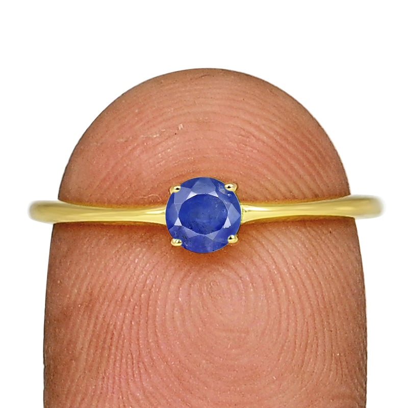 4*4 MM Round - 18k Gold Vermeil - Natural Sapphire Faceted Ring - RBC307G-S Catalogue