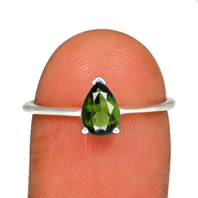 6*4 MM Pear - Moldavite Faceted Silver Ring - RBC308-MDF Catalogue