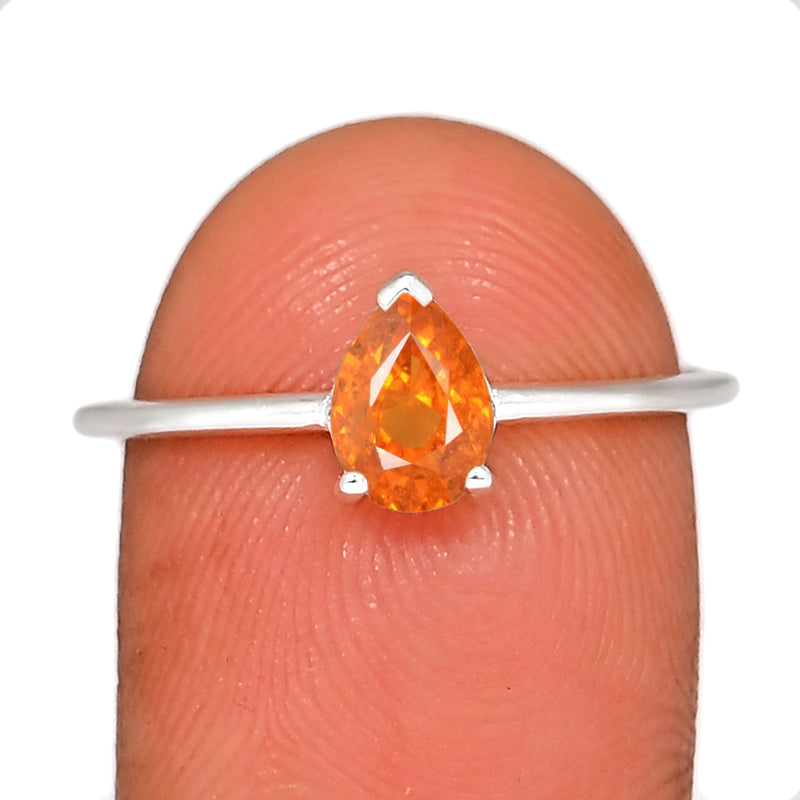 6*4 MM Pear - Mandarin Garnet Faceted Silver Ring - RBC308-OGF Catalogue