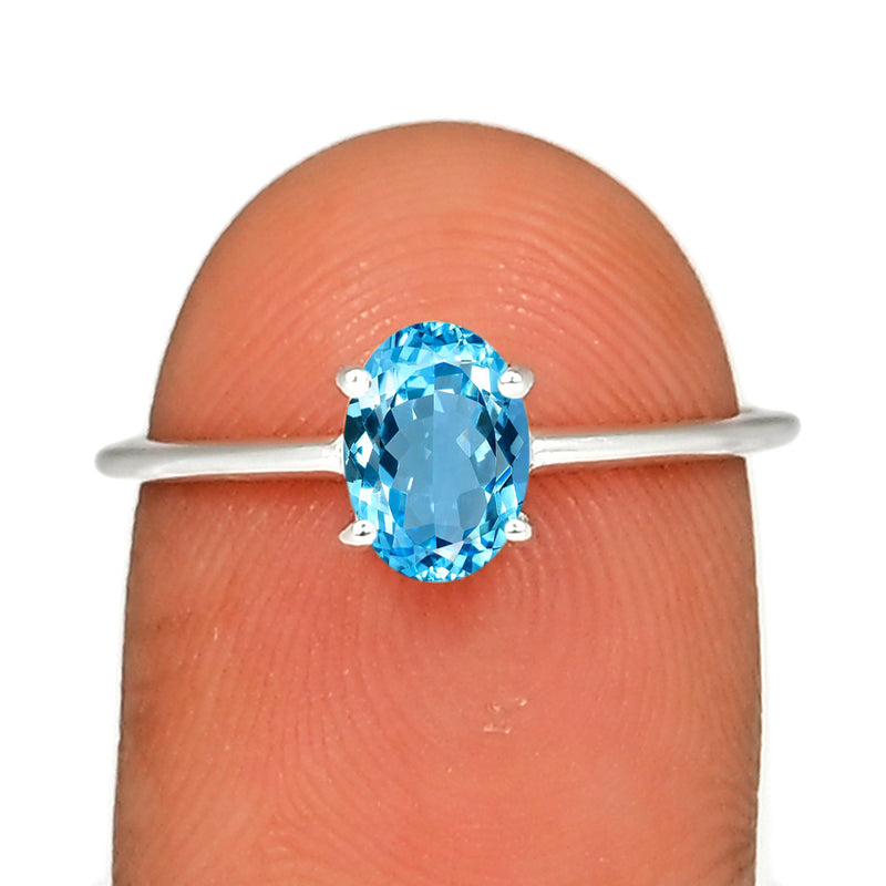 6*4 MM Oval - Blue Topaz Silver Ring - RBC309-BT Catalogue