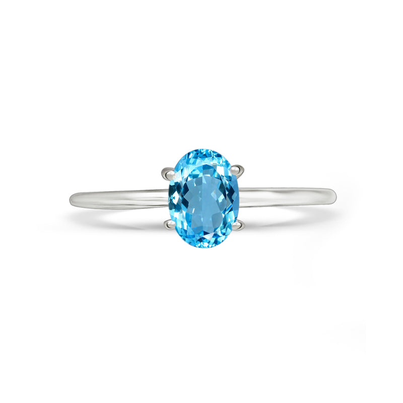 6*4 MM Oval - Blue Topaz Silver Ring - RBC309-BT Catalogue