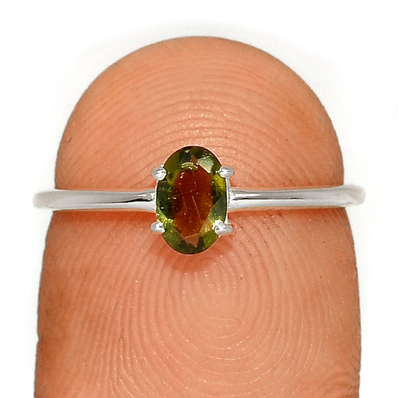 6*4 MM Oval - Moldavite Faceted Ring - RBC309-MDF Catalogue