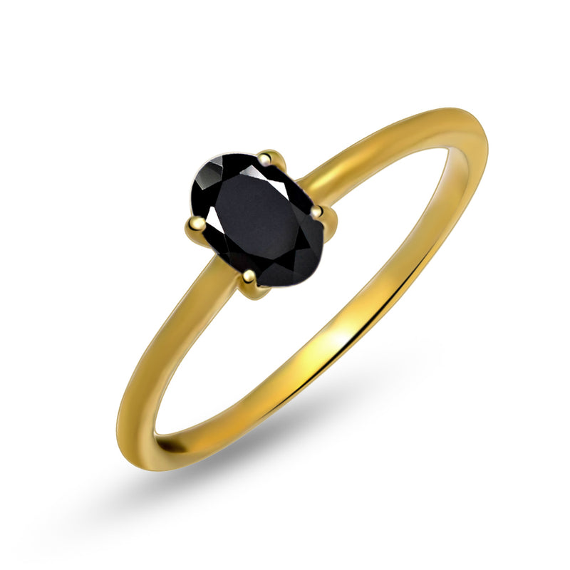 6*4 MM Oval - 18k Gold Vermeil - Black Spinal Faceted Ring - RBC309G-BSF Catalogue