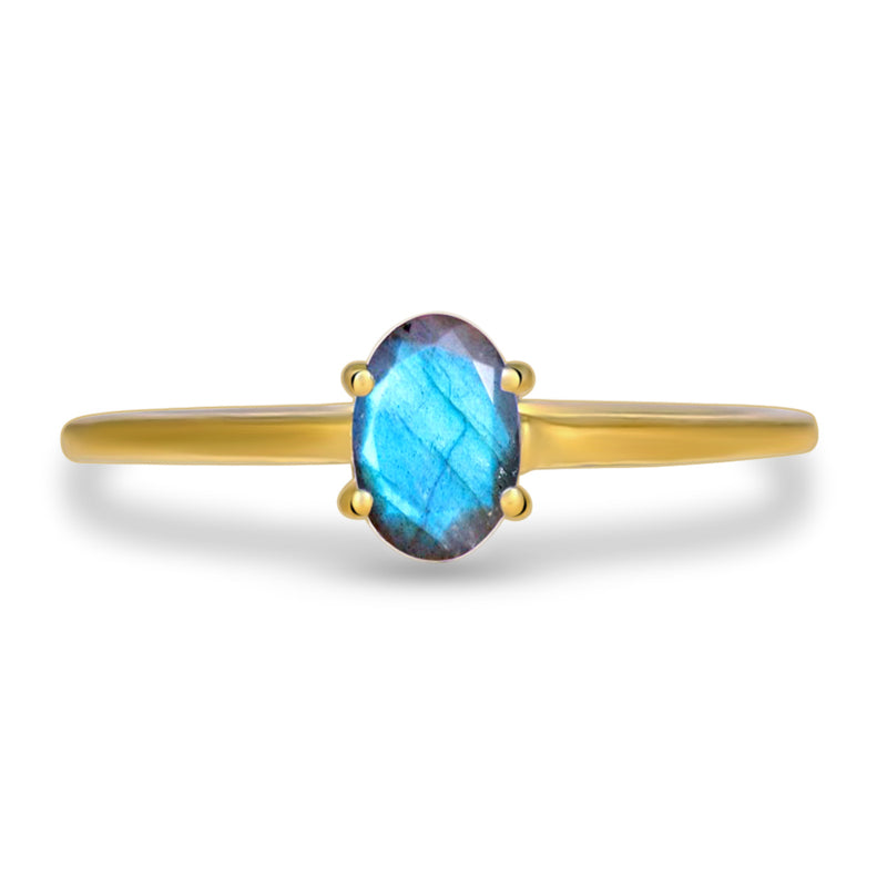 6*4 MM Oval - 18k Gold Vermeil - Labradorite Faceted Ring - RBC309G-LBF Catalogue
