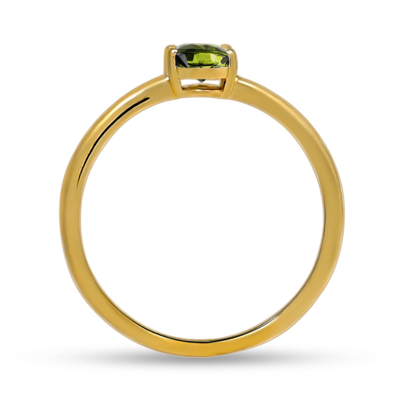 6*4 MM Oval - 18k Gold Vermeil - Moldavite Faceted Ring - RBC309G-MDF Catalogue