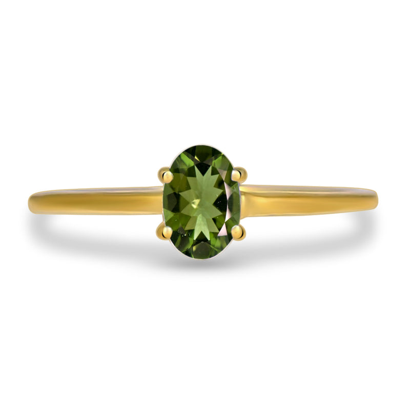 6*4 MM Oval - 18k Gold Vermeil - Moldavite Faceted Ring - RBC309G-MDF Catalogue