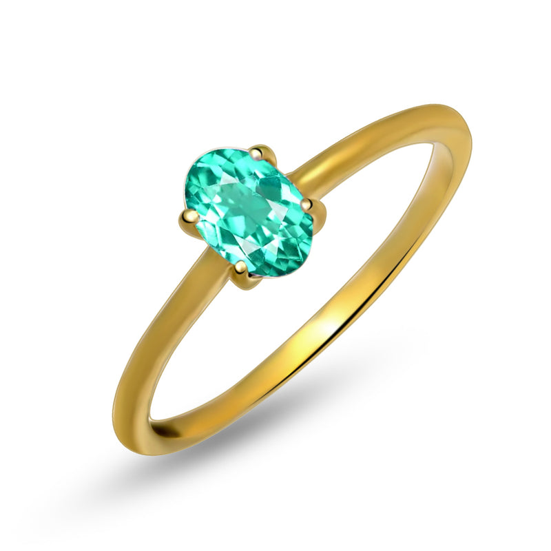 6*4 MM Oval - 18k Gold Vermeil - Neon Blue Apatite Faceted Ring - RBC309G-NBF Catalogue