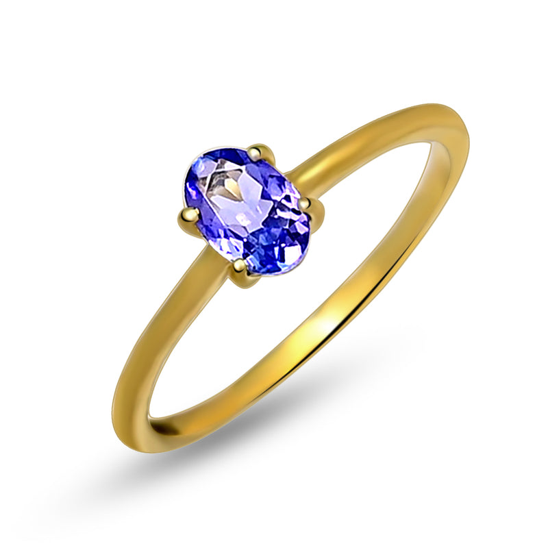 6*4 MM Oval - 18k Gold Vermeil - Tanzanite Faceted Ring - RBC309G-TZF Catalogue