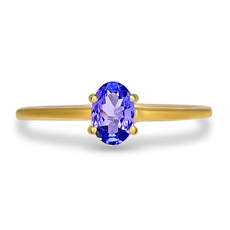 6*4 MM Oval - 18k Gold Vermeil - Tanzanite Faceted Ring - RBC309G-TZF Catalogue