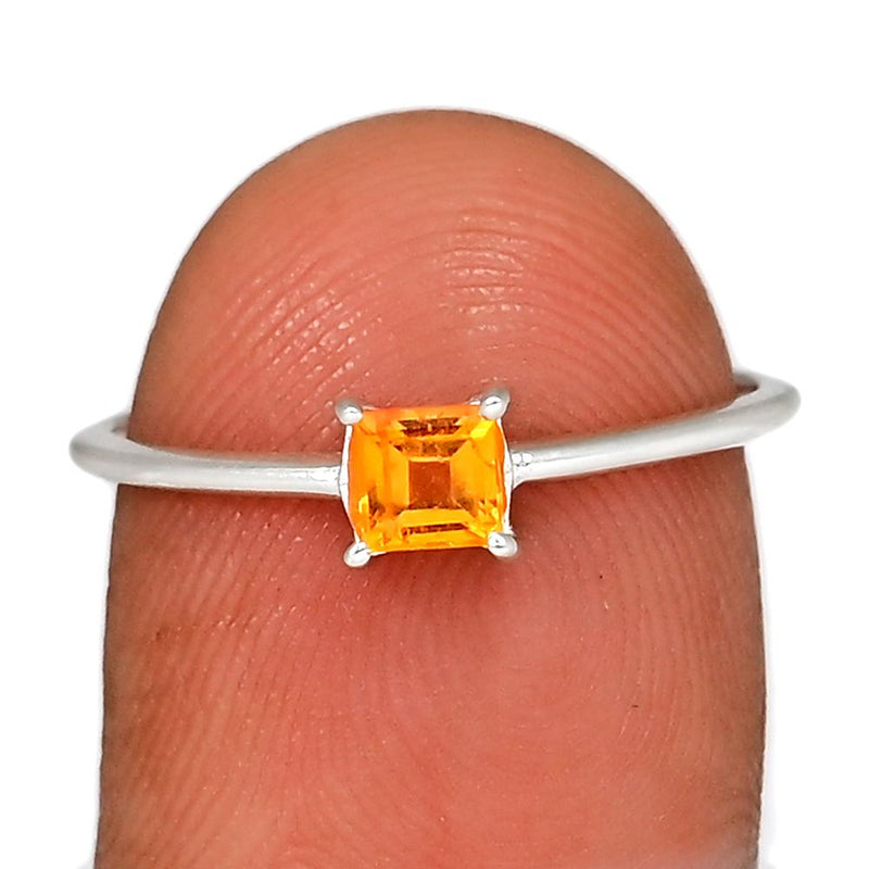 4*4 MM Square - Mandarin Garnet Faceted Ring - RBC310-OGF Catalogue