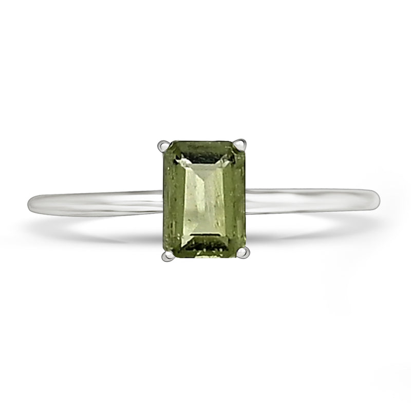 6*4 MM Octo - Moldavite Faceted Silver Ring - RBC311-MDF Catalogue