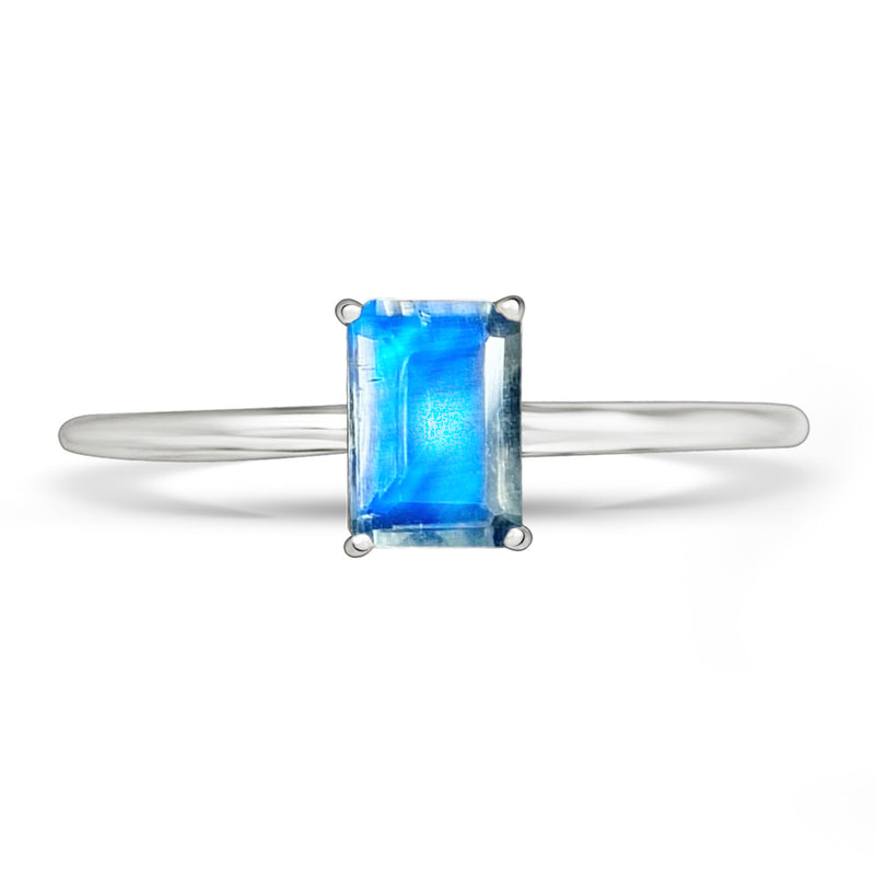 6*4 MM Octo - Rainbow Moonstone Faceted Ring - RBC311-RMF Catalogue